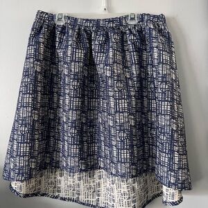 Navy and White Patterned Women's Skirt